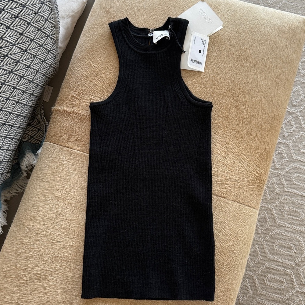 Isabel Marant NEW tags Black Halter cut out Sleeveless racer Top Vest button34 0